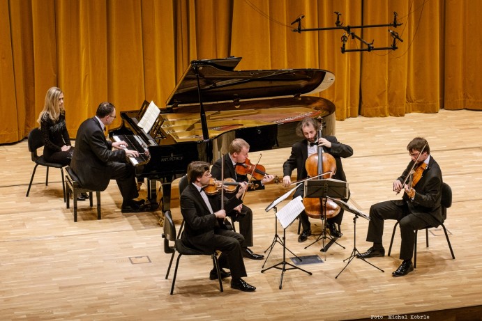 D.Mareček with Zemlinského quartette on the podium of the Philharmonic Hradec Králové